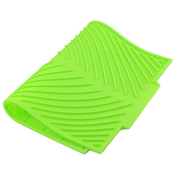 NICEXMAS Green Silicone Kitchen Drying Mat Dishwasher Safe Heat Resistant Surface