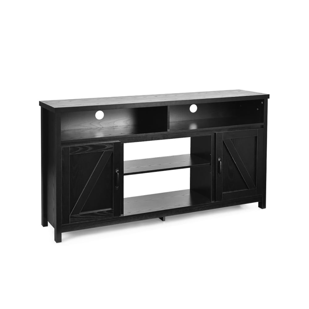 Finihen TV Stand, TV Cabinet, 59 Inch TV Stand Media Center Console Cabinet with Barn Door for TV's 65 Inch, Media Entertainment Center with Storage, for Living Room, Bedroom, Black