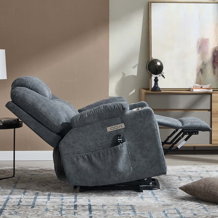 Power Lift Recliner Chair Heavy Duty 350 LBS Capacity with Massage & Heat Electric Recliner with USB Ports for Elderly Perfect Gift for Parents Husband Wife Grey