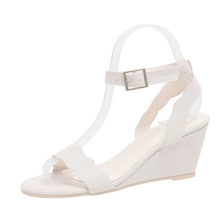 

Women s Summer Slope Platform Sandals Ankle Strap Open Toes Slide ShoesWhite