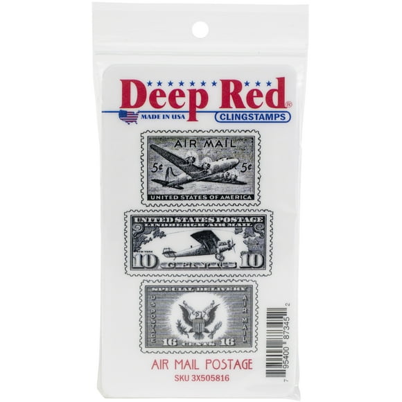 Deep Red Stamps Air Mail Postage