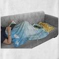 thumbnail image 6 of Tropical Soft Flannel Fleece Blanket, Beach View on with Sunglasses Reflection Summer Time Joyful Holiday, Cozy Plush for Indoor and Outdoor Use, 70" x 90", Baby Blue Mustard White, by Ambesonne, 6 of 6