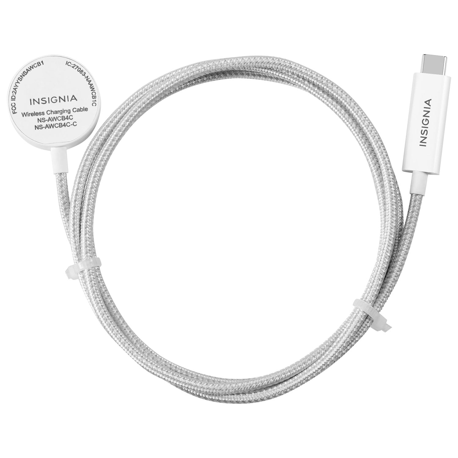 Insignia iWatch Magnetic Fast Charger to USB Type-C 4 ft. Braided Cable - White