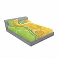 thumbnail image 3 of Modern Bedding Set with Sheet & Covers, Floral Flower Swirls Leaves on the Branches Design Modern Print, Printed Bedroom Decor 2 Shams, 4 Sizes, Pale Green Marigold, by Ambesonne, 3 of 3