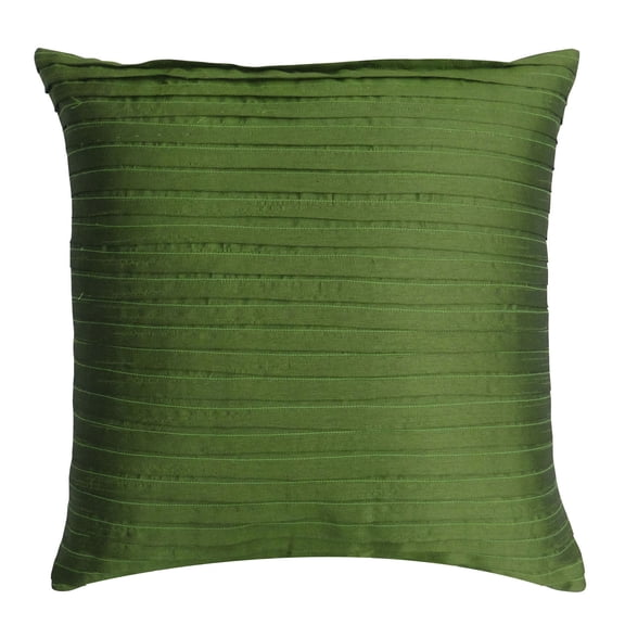 S4Sassy Decor Green Pleated Square Cushion Case Classic Pillow Cover Dupion Bed Sofa Throw 12 x 12