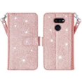 thumbnail image 2 of LG K51/LG Reflect/L555DL/Q51 Case Pu Leather Wallet Phone Case Kickstand Cute Girls Women Cover for LG K51 - Glitter Rose Gold, 2 of 5