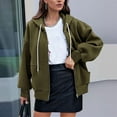 thumbnail image 5 of cfhntfmh Womens Zip up Hoodies Fleece Lined Long Sleeve Oversized Sweatshirts Jacket with Pockets Fall Fashion Warm Clothes（Army Green,Large), 5 of 6