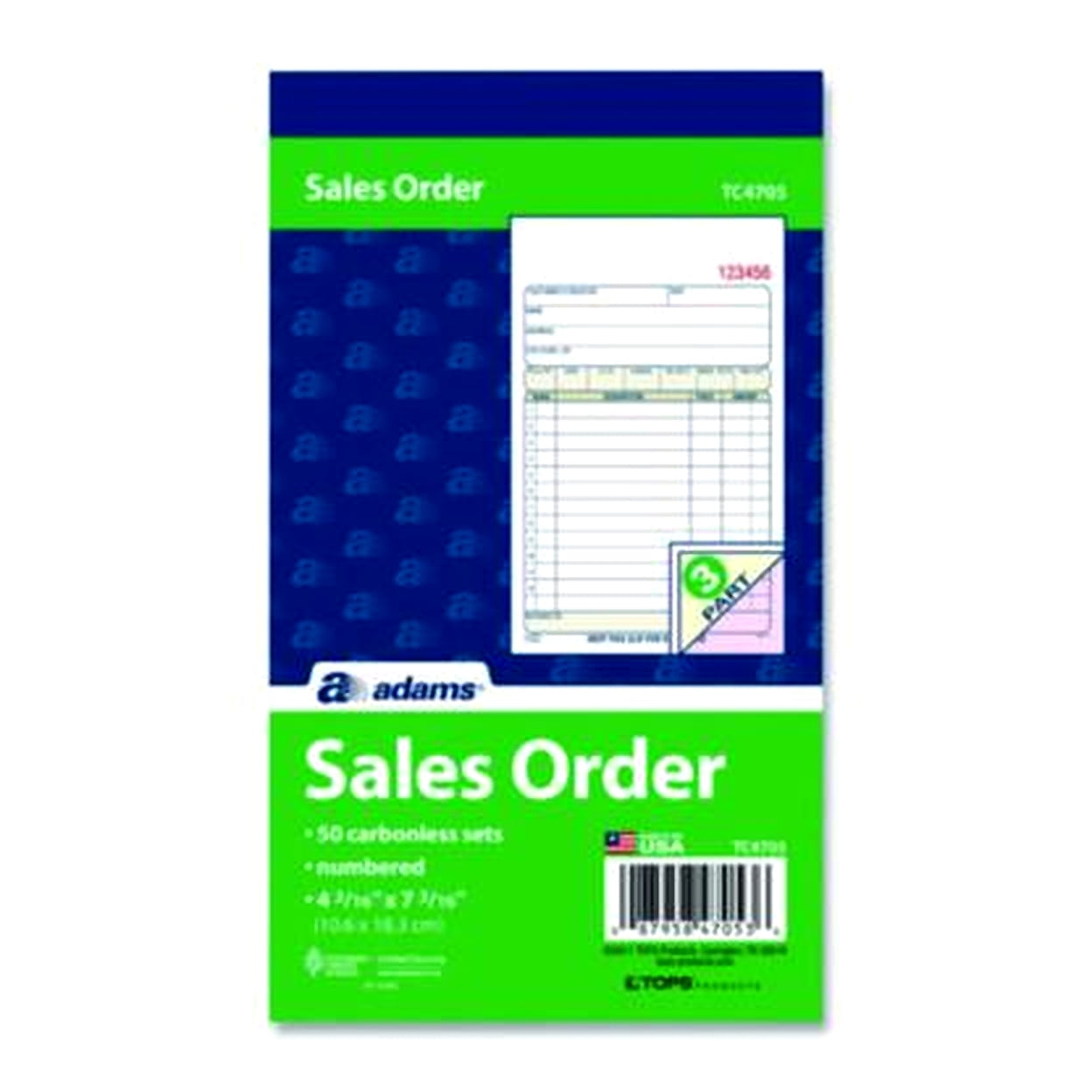 Adams 3-Part Carbonless Sales Orders Book TC4705-10