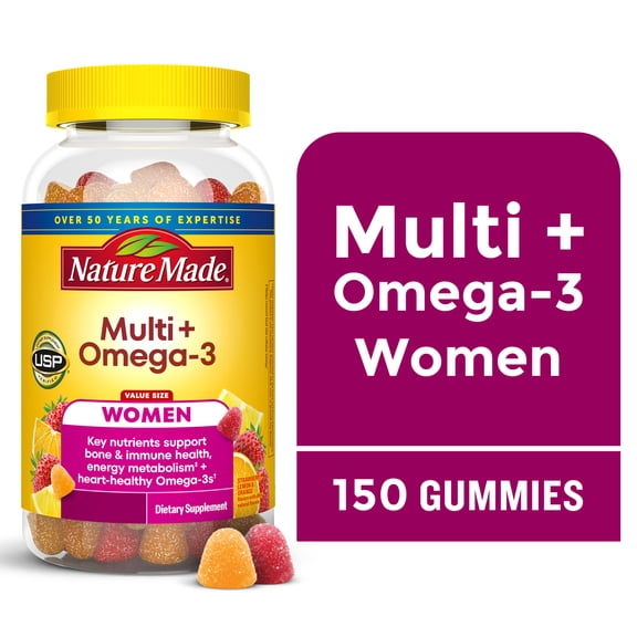 Nature Made Womens Multivitamin   Omega-3 Gummies for Daily Nutritional Support, 150 Ct