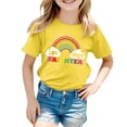 thumbnail image 4 of MIXUE Kids Girls Tops & T-Shirts 100 Days Of School Letter Print Round Neck Short Sleeve Casual Pullover T Shirts Daily-Wear,Yellow,6-7 Years, 4 of 4