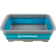 Angle View: Collapsible Multiuse Wash Bin- Portable Wash Basin/Dish Tub/Ice Bucket with 10 L Capacity for Camping, Tailgating, More by Wakeman Outdoors (Blue)