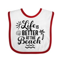 Inktastic Life is Better at the Beach with Sunshine Seashell and Palm Trees Boys or Girls Baby Bib