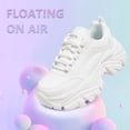 thumbnail image 4 of LUCKY STEP Chunky Sneakers for Women Fashion Platform White Leather Casual Dad Shoes,White, 4 of 11