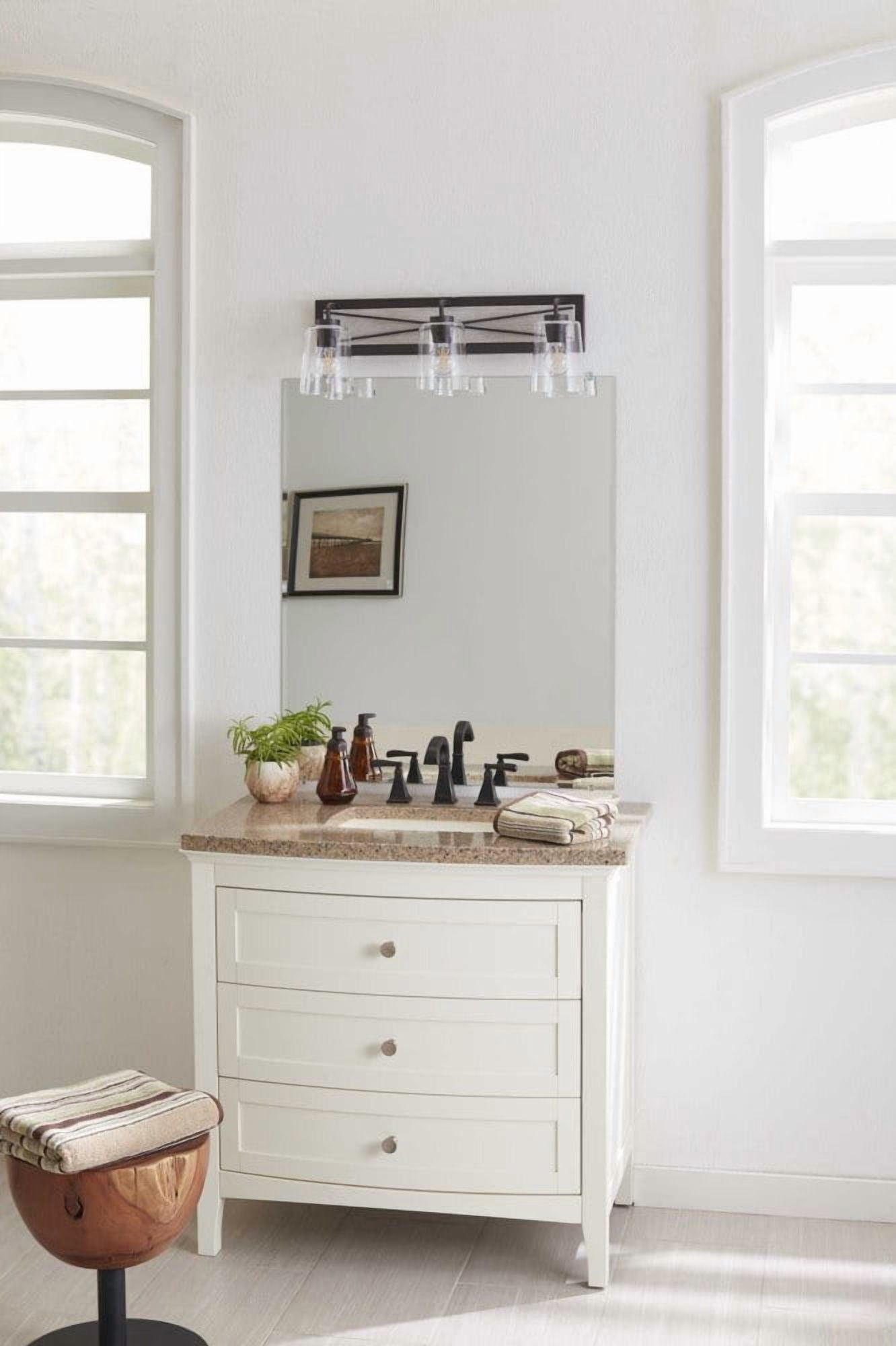 Briarwood Collection 3-Light Graphite Clear Glass Coastal Bath Vanity Light