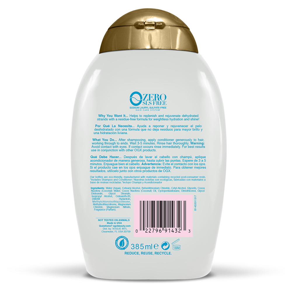 OGX® Weightless Hydration + Conditioner Coconut Water, 13.0 FL OZ - image 2 of 7