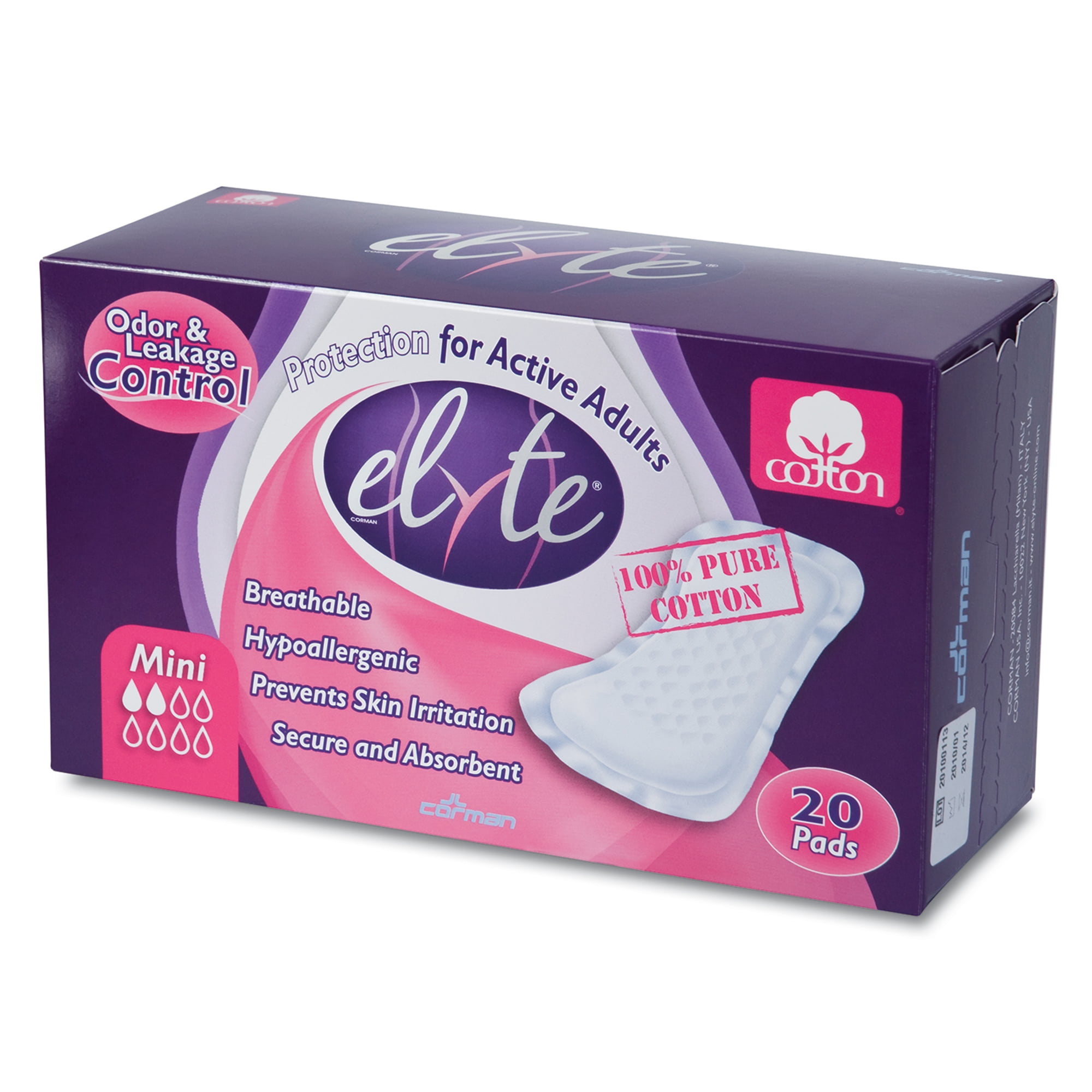 Elyte 100 Pure Cotton Bladder Control PadsSuper Absorbent and