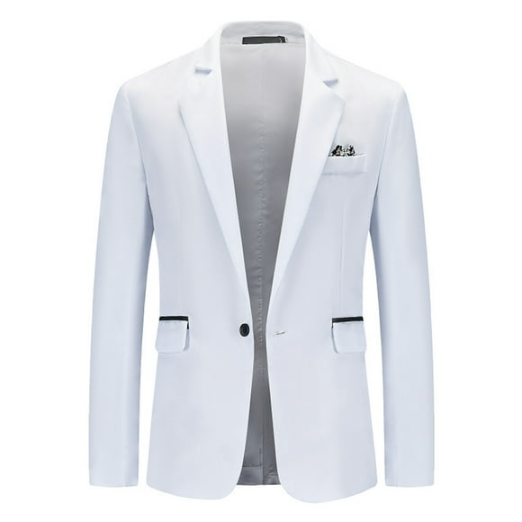 Yoodem Men's Blazers Suits for Men Mens Suit Slim Fit One Button Solid Tuxedo Acket Business Suits Wedding Party Homecoming Suits for Men Blazer White XL