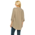 thumbnail image 3 of Haute Edition Women's Pattern and Solid 3/4 Roll Tab Sleeve Tunic Blouse Top, 3 of 5