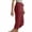 Red, variant on kaondbfi Women's Fashionable and Casual Solid Color Trousers with Buttons and Elastic Waist Three Quarter Cotton and Linen Trousers