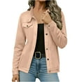 thumbnail image 2 of UQJfacai Womens Faux Suede Jacket Casual Lightweight Button Down Fall Winter Coats Fashion Long Sleeve Outerwear Trendy Clothes, 2 of 9