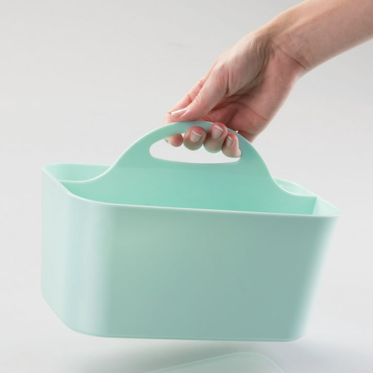 mDesign Plastic Shower Caddy Storage Organizer Basket with Handle - Ocean Blue