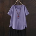thumbnail image 5 of Women's Solid Color Round Neck Pullover Shirt Tops Blouses Long Sleeve Loose Fit Wrinkled Texture Casual Daily Wear Work Office Vacation Fashion Essential for Women | Sopatenor,Purple XL, 5 of 9