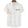 thumbnail image 4 of Camisa de hombre con estampado 3D de flor de cerezo de estética japonesa, camisa clásica de manga corta de moda casual blanca pura, talla grande 2024, 4 of 4