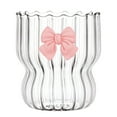 thumbnail image 5 of Lifeuping 300ml Ribbed Glass Cups-Vintage Ripple Drinking Glasses Glassware Wavy Drinking Glasses with Bow-knot Vintage for Coffee Cocktail Juice Water Soda Tea, 5 of 6