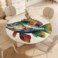 thumbnail image 5 of Colorful Fish Art Print Round Table Cover Kitchen Printed Waterproof Tablecloth Elastic Edged Tablecloth Fits Party Wedding Indoor Outdoor Tables, 5 of 8