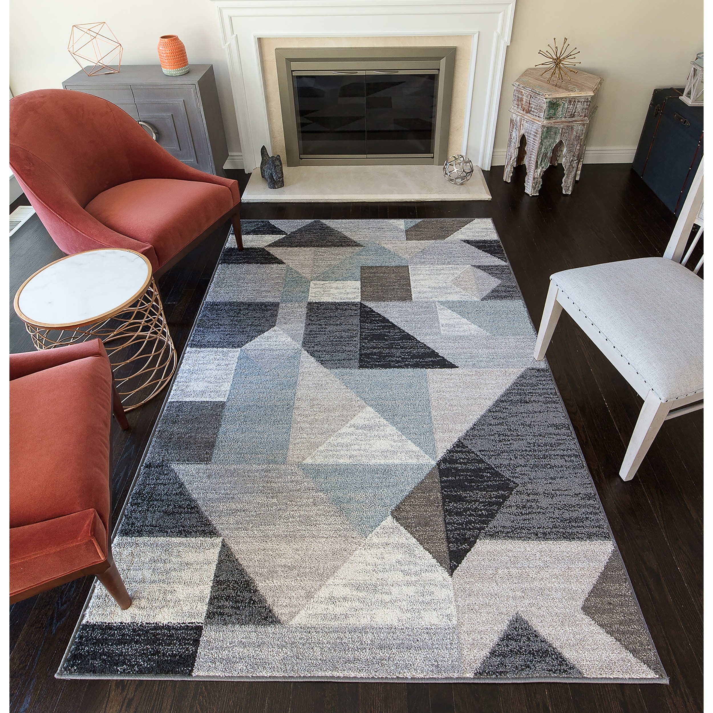 Rugs America Devon Collection Abstract Hues DV30A Moroccan Geometric Area Rug 9' x 12'