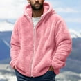thumbnail image 2 of JTieacloth Men's Coats Men's Casual Sweatshirt Zipper Hoodie Loose Warm Coat Winter Top Slim Coat Long Sleeve Hooded Sweatshirt Top Jacket Pink, 2 of 5