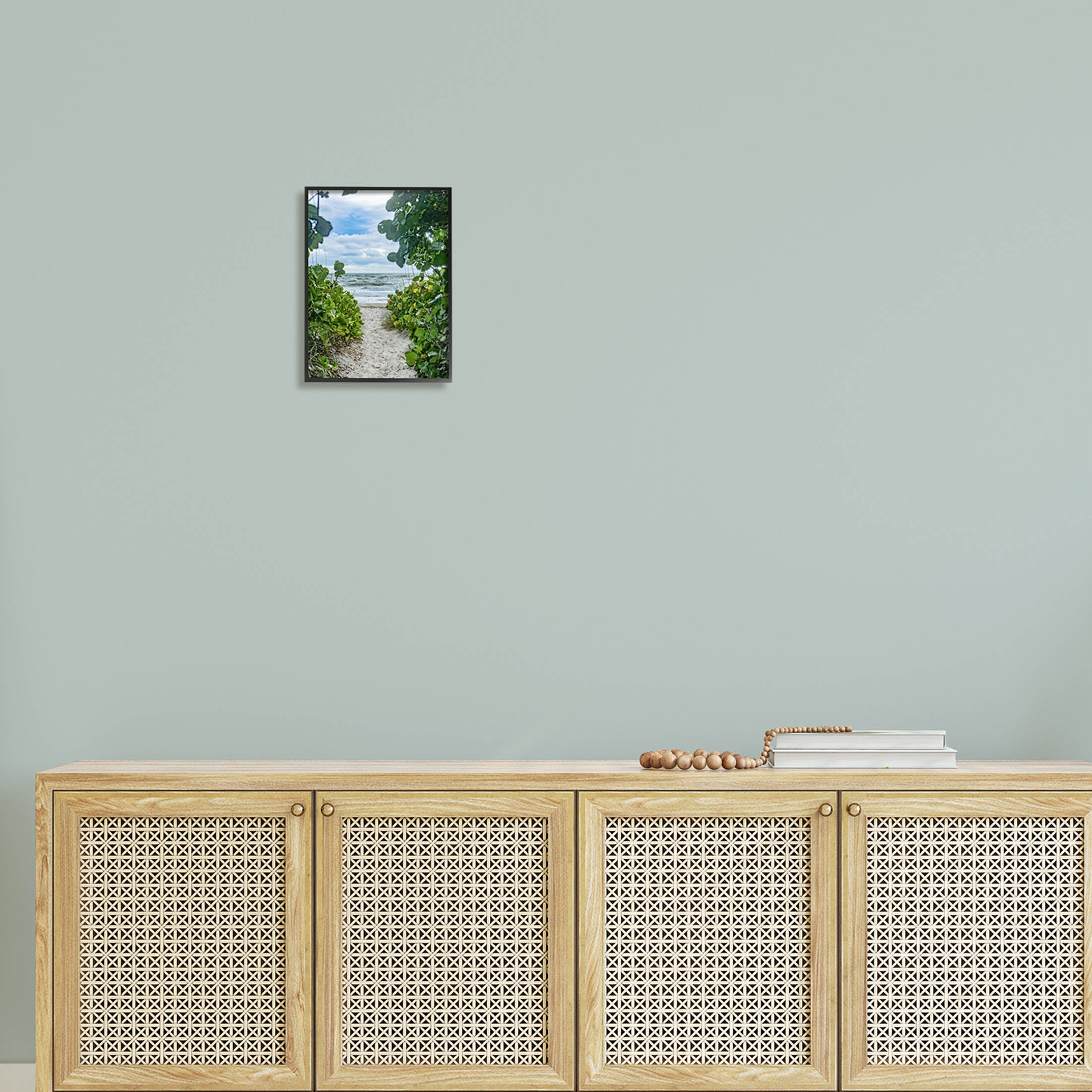 Stupell Industries Overhanging Beach Greenery Plants Path Photograph Black Framed Art Print Wall Art, Design by Mary Lou Photography