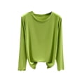 thumbnail image 5 of Womens Long Sleeve Undershirts 2026 Spring Lettuce Trim Base Layer Tops Crew Neck Underwear Top Lounge Homewear, 5 of 8