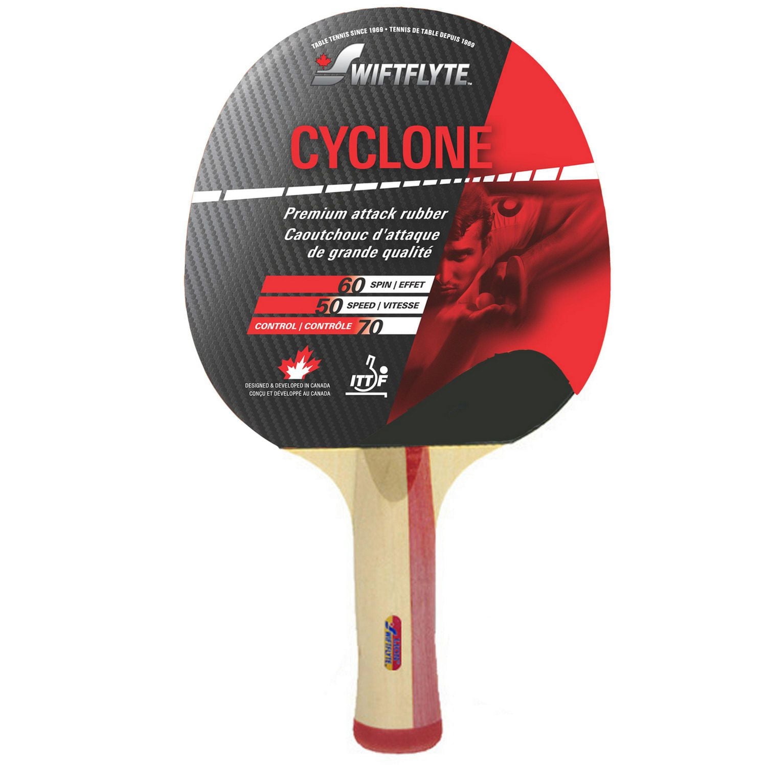 Ensemble de raquettes de tennis de table Swiftflyte Cyclone, ensemble ping-pong de 14 pièces avec 2 raquettes en bois et 12 balles