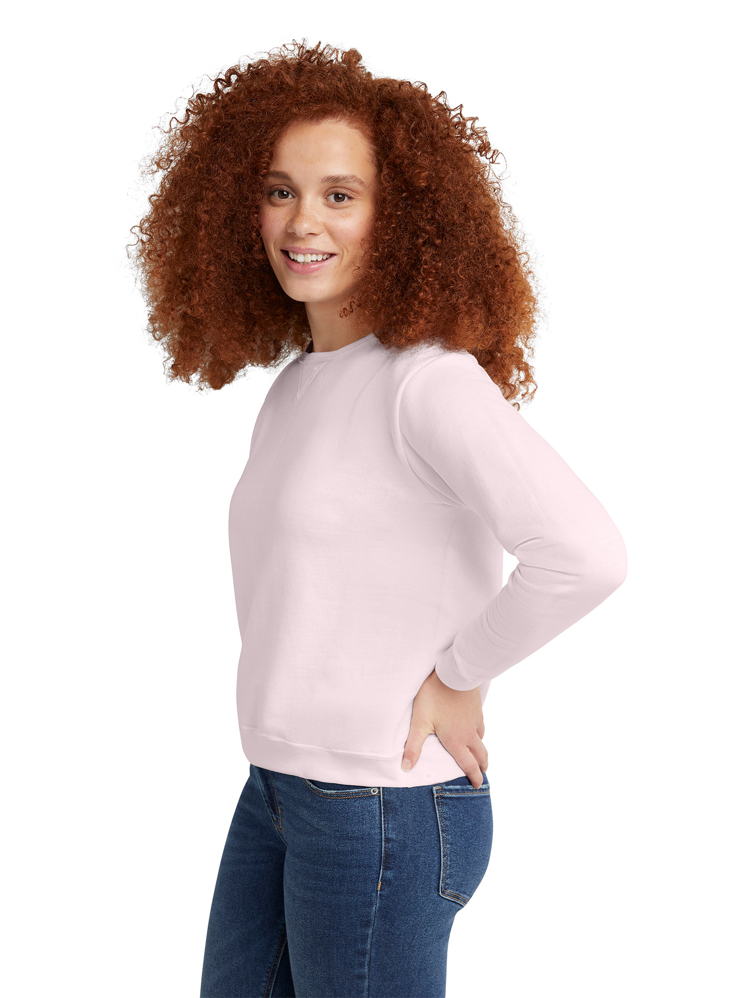 Hanes Women's Fleece Crewneck Long Sleeve Pullover Sweatshirt, Sizes S-XXL - image 3 of 5