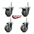 thumbnail image 2 of 4 Inch Gray Poly Swivel 3/4 Inch Threaded Stem Caster Set 2 Total Lock Brakes, 2 of 2