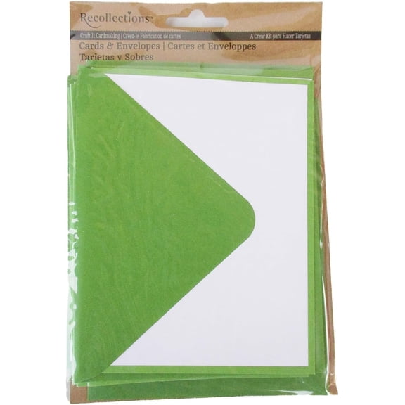 16 Piece Blank Notecard & Envelope Set - 5.5 x 4.25 Inches - 8 Cards 8 Envelopes (Green)