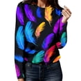 thumbnail image 1 of T-shirt à Manches Longues pour Femmes, Décontracté, Simple, Mode, Col, Imprimé Couleur, 1 of 4