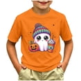 thumbnail image 2 of Zaveiop Kids Halloween T Shirt Cute Ghost Graphic Short Sleeve Crew Neck Girls Tee Holiday Size 6-7 Years, 2 of 5