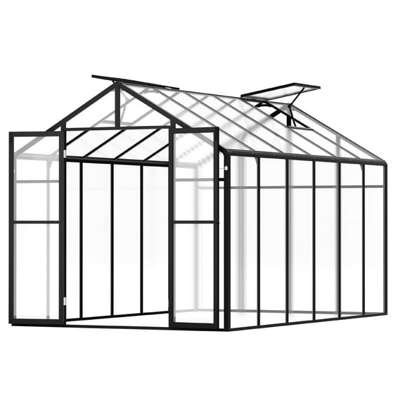 VEVOR Polycarbonate Greenhouse, 8 x 12 Ft, Outdoor Greenhouse with 2 Vent Windows, Pavilion Styled Greenhouse with Hinged Door, Aluminum Large Walk-in Greenhouse Kit for Outside Garden Backyard