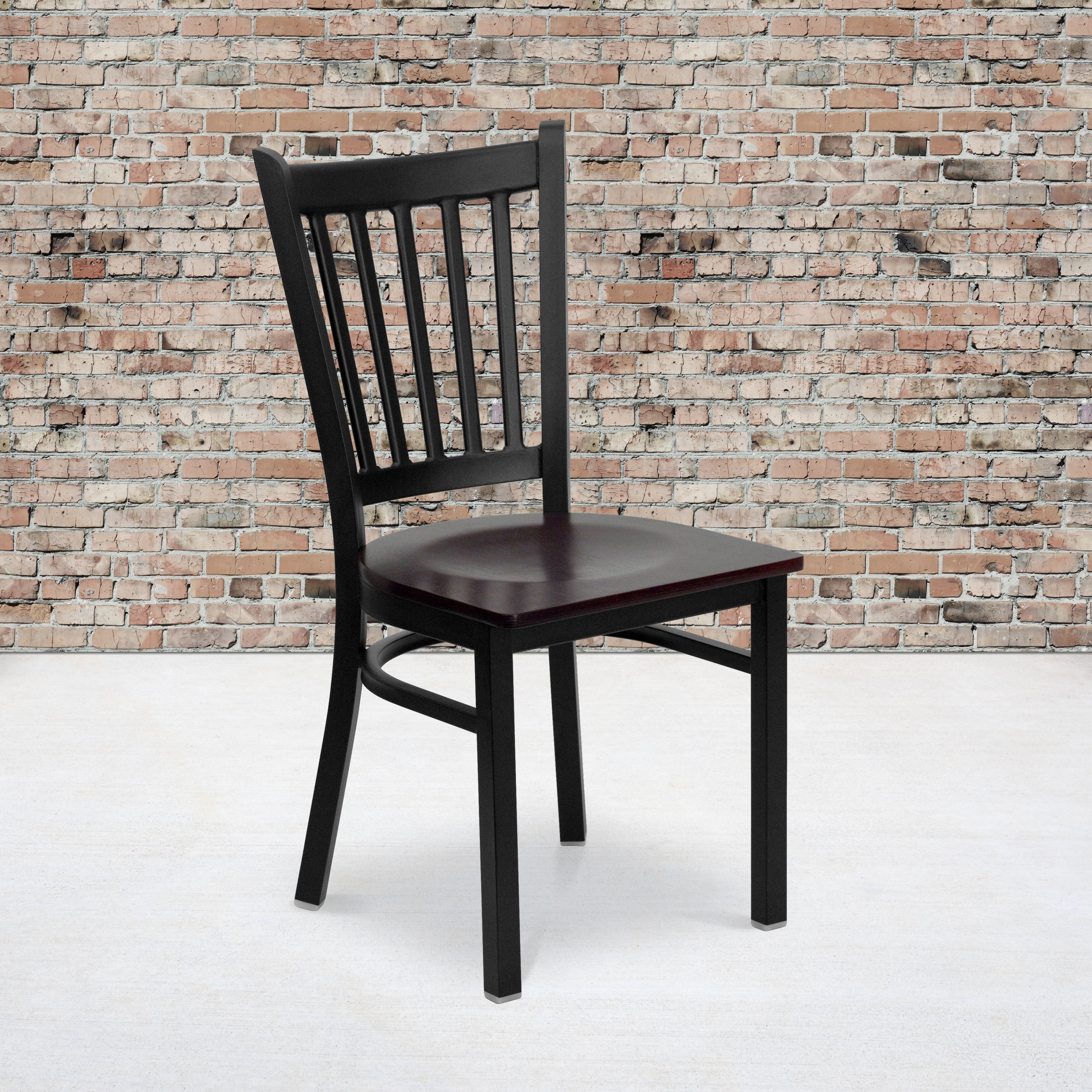 Flash Furniture HERCULES Series Black Vertical Back Metal Restaurant Chair - Black Vinyl Seat