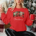 thumbnail image 3 of Merry Christmas Sweatshirt for Women Plaid Holiday Long Sleeve Xmas Tree Print Pullover Lightweight Shirt, 3 of 7