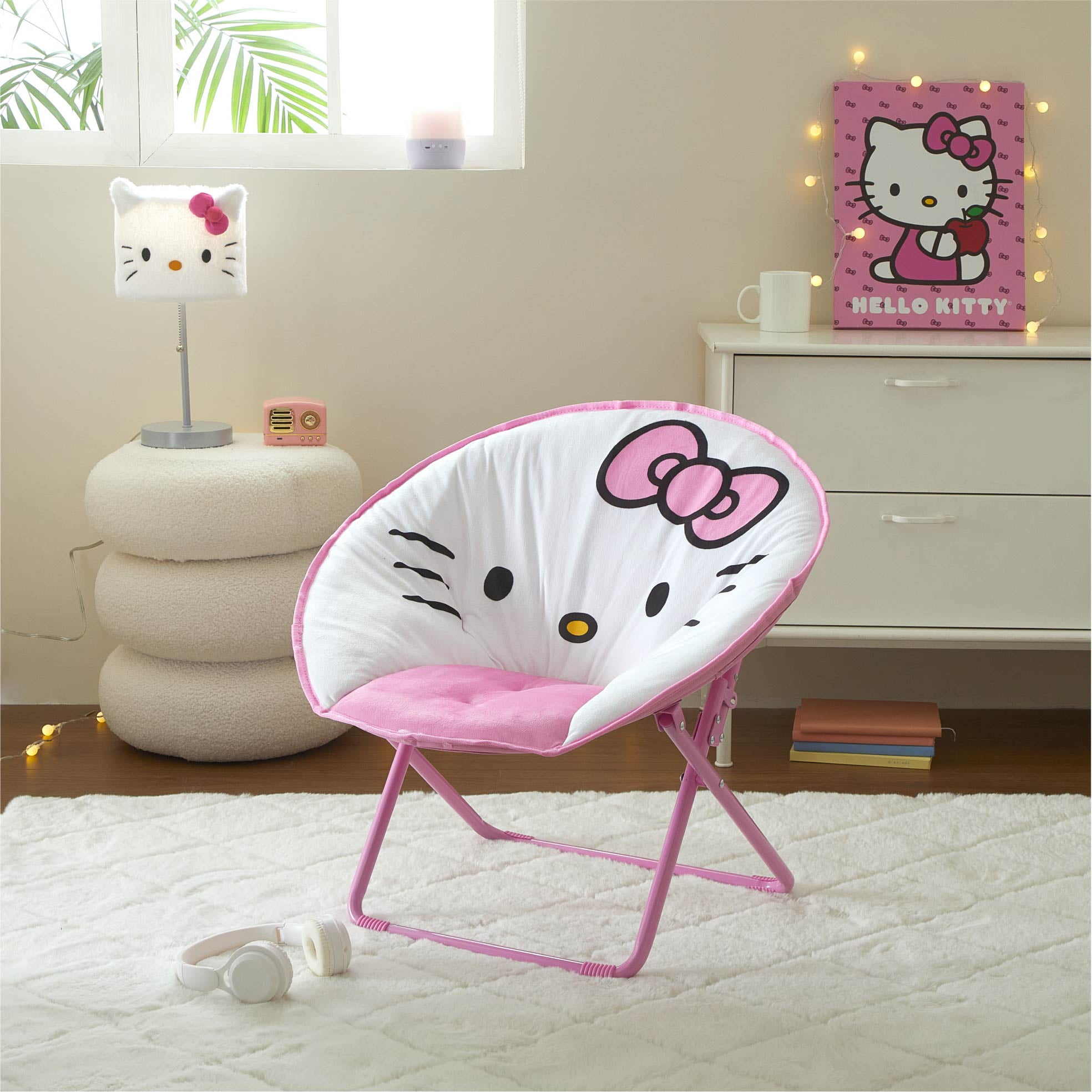 Hello Kitty 23" Kids' Saucer Chair, White/Pink
