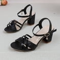 thumbnail image 5 of Modisza Wedding Sandals for Women Sparkly Chunky Heel Party Shoes Trendy Dressy Summer Strappy High Block Heeled Pumps Size 6 Black, 5 of 8