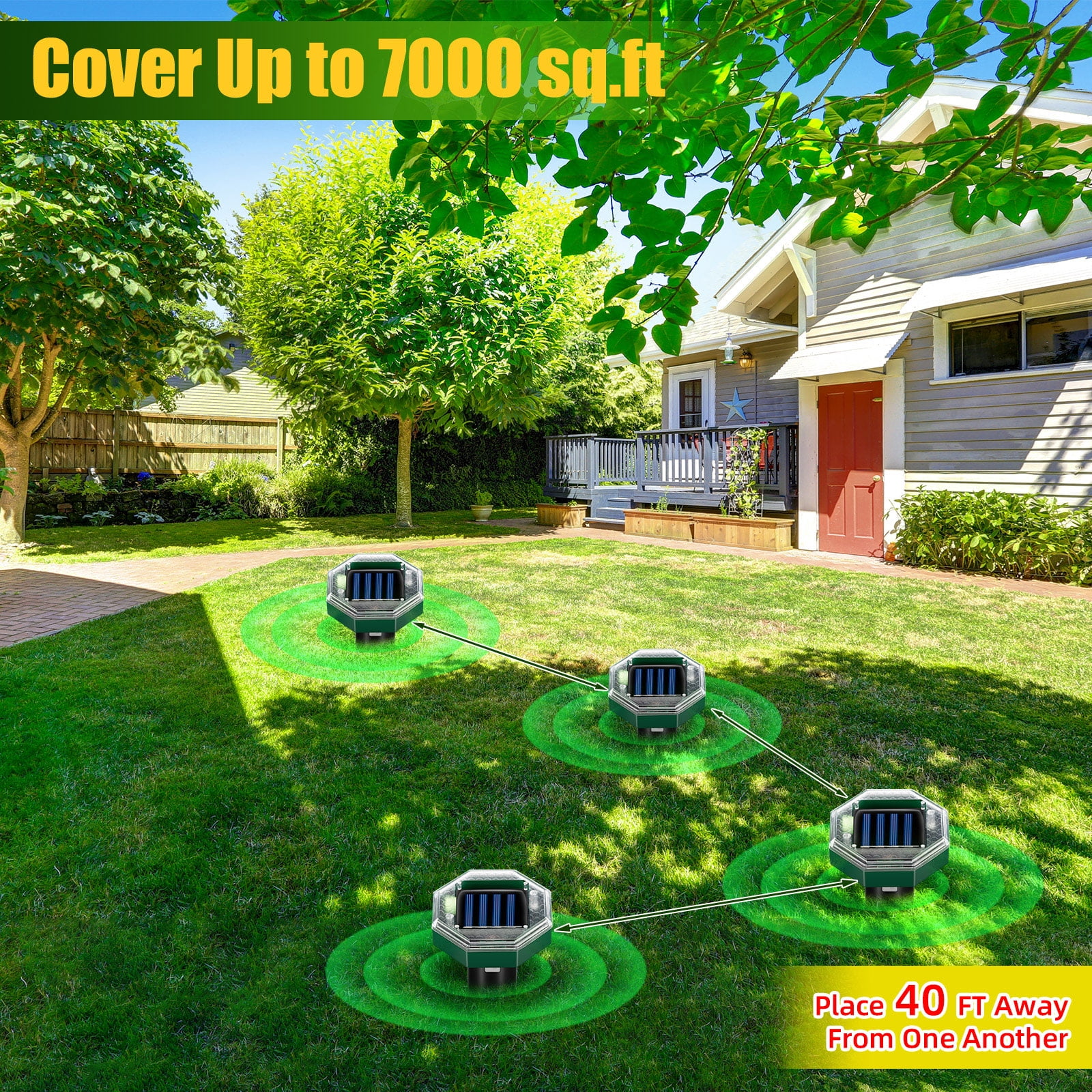 KingFurt 8 Pack Solar Animal Repellers Mole Repellent Waterproof & Safe  Wide Range Coverage