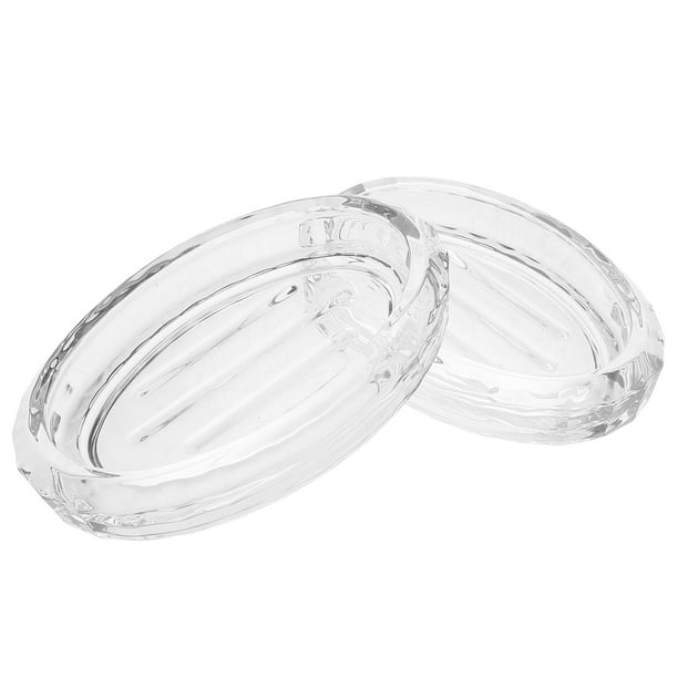 2 jaboneras de vidrio transparente ovaladas de alta resistencia para barra de jabón, ideales para encimera de baño, ducha y fregadero de cocina