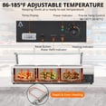 thumbnail image 5 of Accreate Commercial Buffet Warmer with 3 x 12QT Food Pans - 1500W Electric Steam Table, Tempered Glass Cover, Adjustable Temperature Control (86-185°F), Stainless Steel Design, 5 of 7