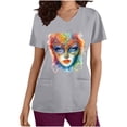 thumbnail image 2 of lcziwo Mardi Gras Scrub Tops for Women 2025 Nursing Uniforms Scrubs with Side Pockets Summer Casual Short Sleeve V Neck Tshirts Gray M Dollar Sales, 2 of 6