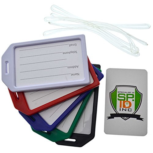 Specialist ID 5 Pack of Premium Rigid Luggage Tag Holders with 6