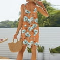 thumbnail image 4 of WTOBBY Women's Stretchy Sleeveless Scoop Neck Floral Sun Dress for Summer Vacation & Pool Party,Orange L, 4 of 5